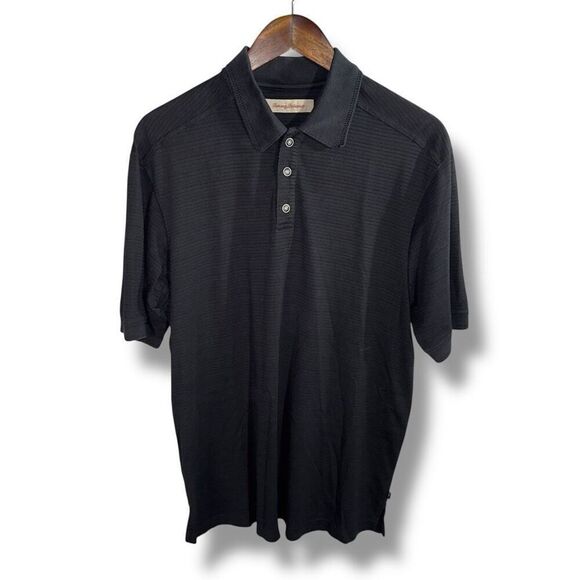 Tommy Bahama Black Knit Silk Polo Shirt Size M - Picture 1 of 9